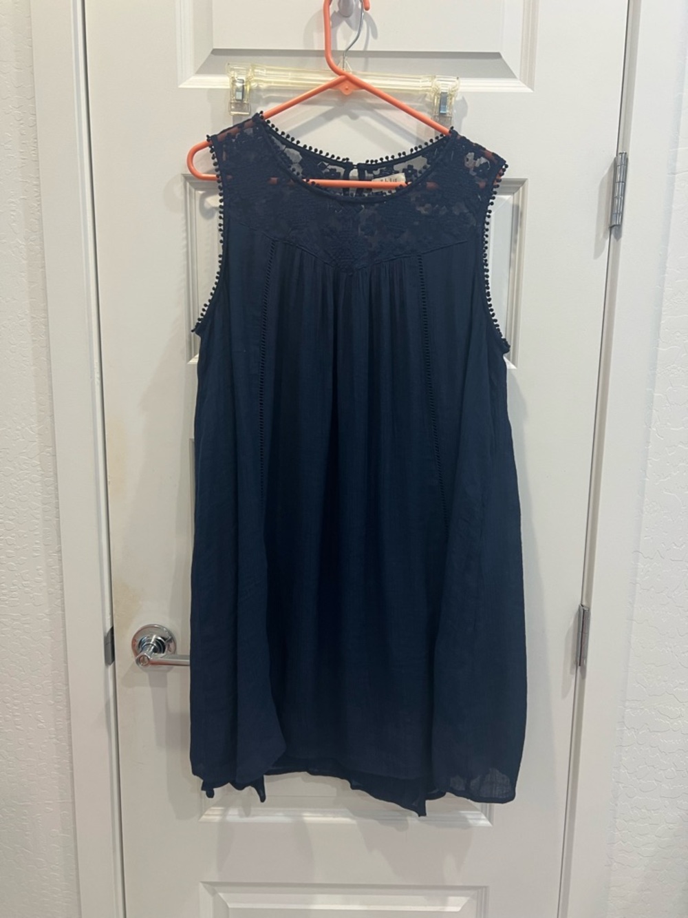 Style & Co. Navy Lace Mesh Overlay Dress